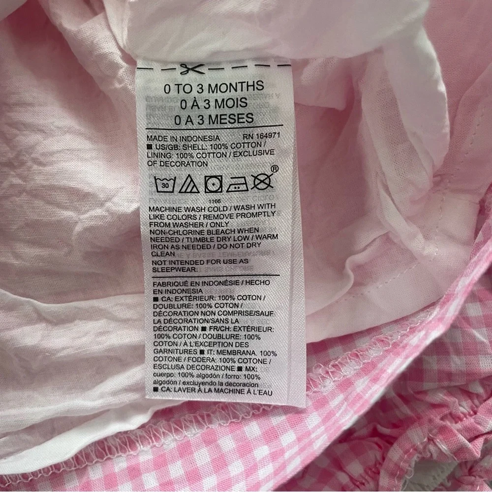 Janie and Jack Girls Pink Gingham Baby Dress and Bloomers Set Size 0-3 months